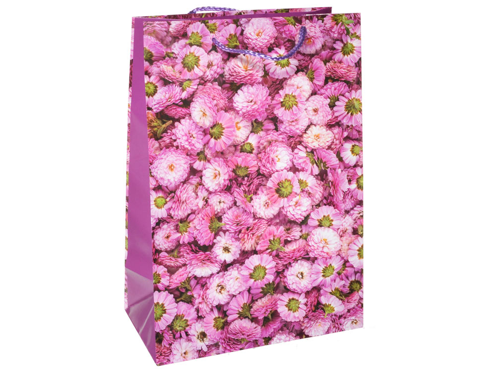 Пакет бумажный 20*30*10см с ручками "Цветы" микс 00019K