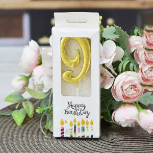 Свеча для торта цифра "9" золото 310122