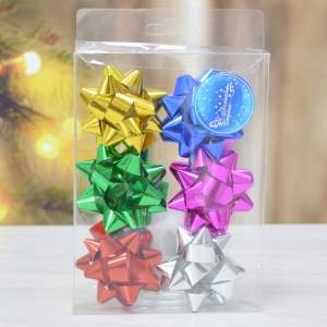 Бант 6см 6шт для упаковки подарков, разноцветный