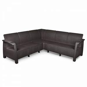 Диван "Ротанг-плюс" угловой без подушки (мокко)