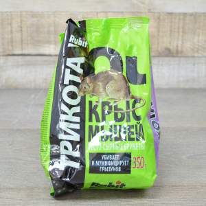 Крысиная отрава 350г тесто-сырные брикеты Рубит ТриКота, мумифицирующий эффект РОСТИ