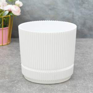 Кашпо Стрип 1,3л d140мм с подставкой, белый