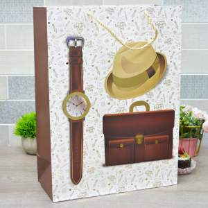 Пакет бумажный 33*45*15см с ручками, с тиснением "Мужской" микс 49