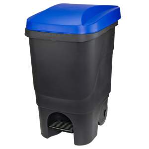 Бак 60л с педалью на колесах, цвет синий