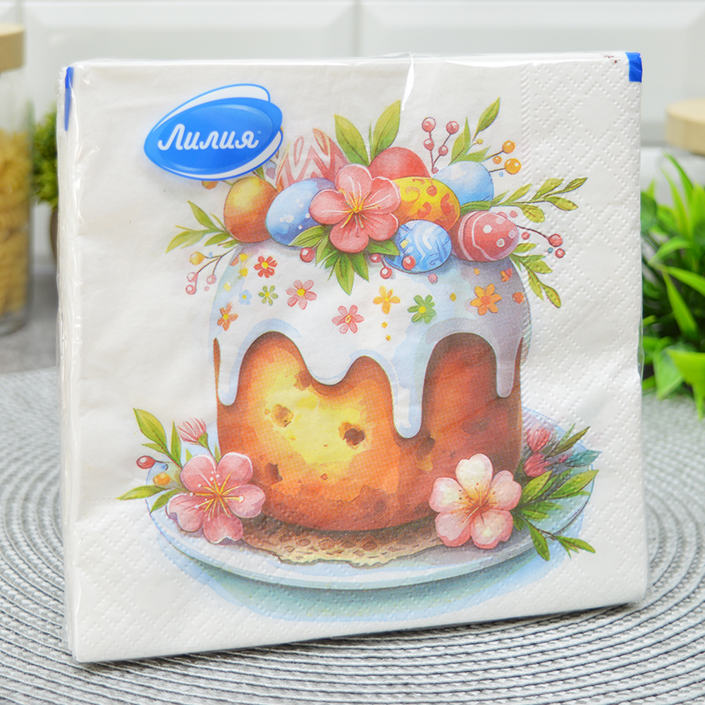 Салфетки 33*33см 20 листов 2-слойные "Пасхальный кулич"