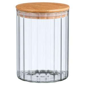 Банка для сыпучих продуктов 850мл "Vertical" с бамбуковой крышкой
