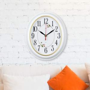 Часы настенные овальные 22,5*26,5см "Легкость", корпус белый с золотом