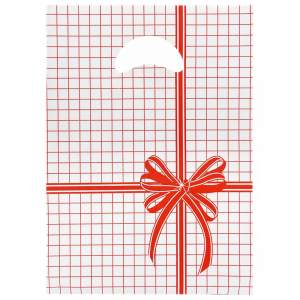 Пакет 22*32см 12мкм с вырубной неусиленной ручкой "Красная клетка" (100шт)