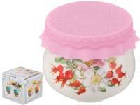 Баночка для меда и варенья 180мл с силиконовой крышкой "Шиповник"